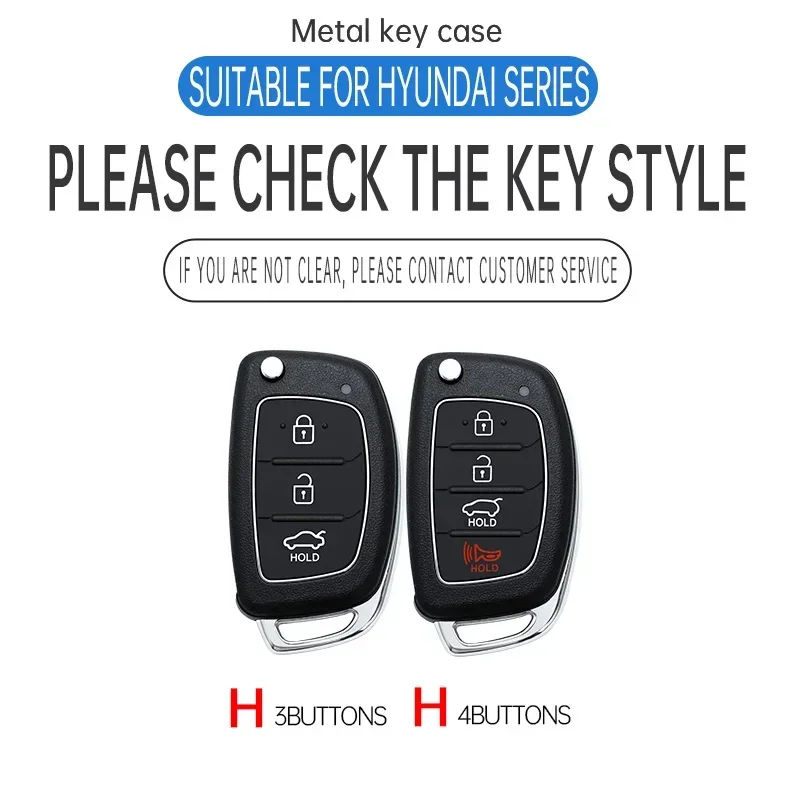 3/4 button Zinc alloy Leather Car Folding Key Cover Case Holder Keychain for Hyundai Avante I10 I20 I30 HB20 IX25 IX35/45 TUCSON