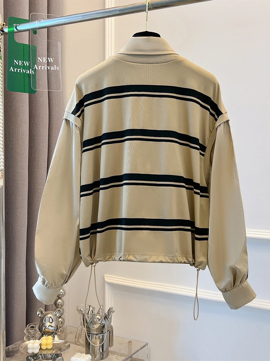 Couleur Blo rayé irt femmes printemps automne Design Sensation Dstring coton Long Sve Faionable haut