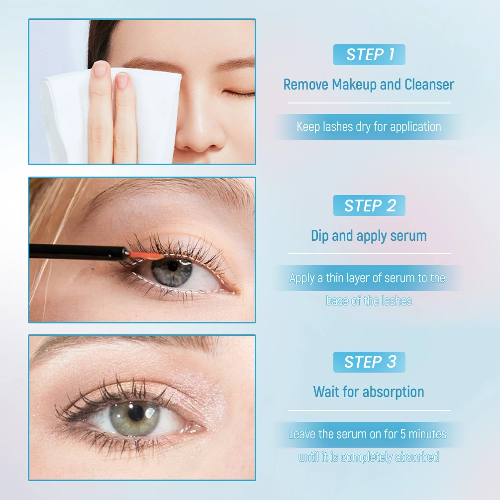 QIBEST Eyelash Growth Serum Nutritious Natural Eyebrow Thicker Lashes Extension Curling Lengthening Eye Lash Eyebrows Enhancer