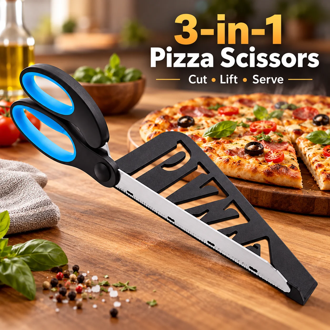 取り外し可能なピザカッター（ヘラ付き）、ステンレス製ピザカッ - Kitchen Shears In Baking のレビューと価格