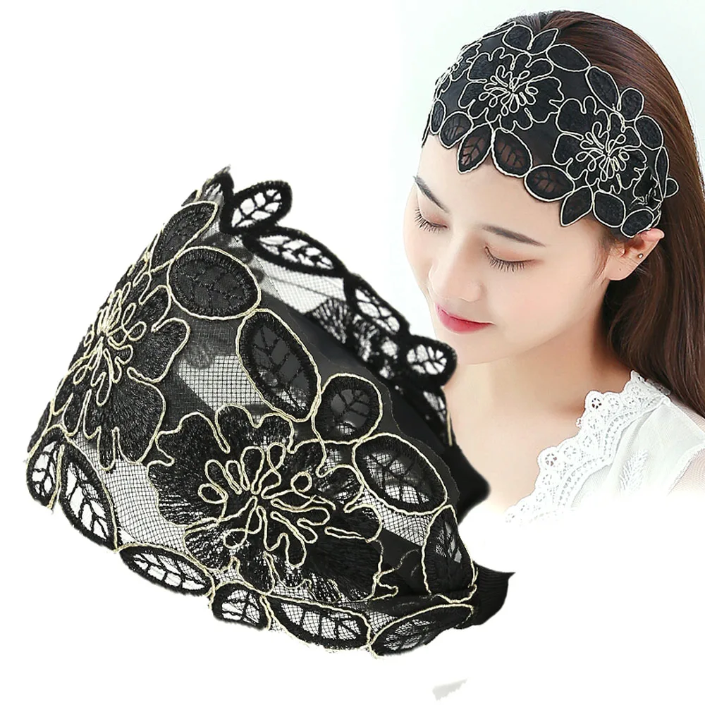 Summer Adjustable Toothed Floral Printed Silk Flower Head Hoop Hair Bands Headband Hair Accessories