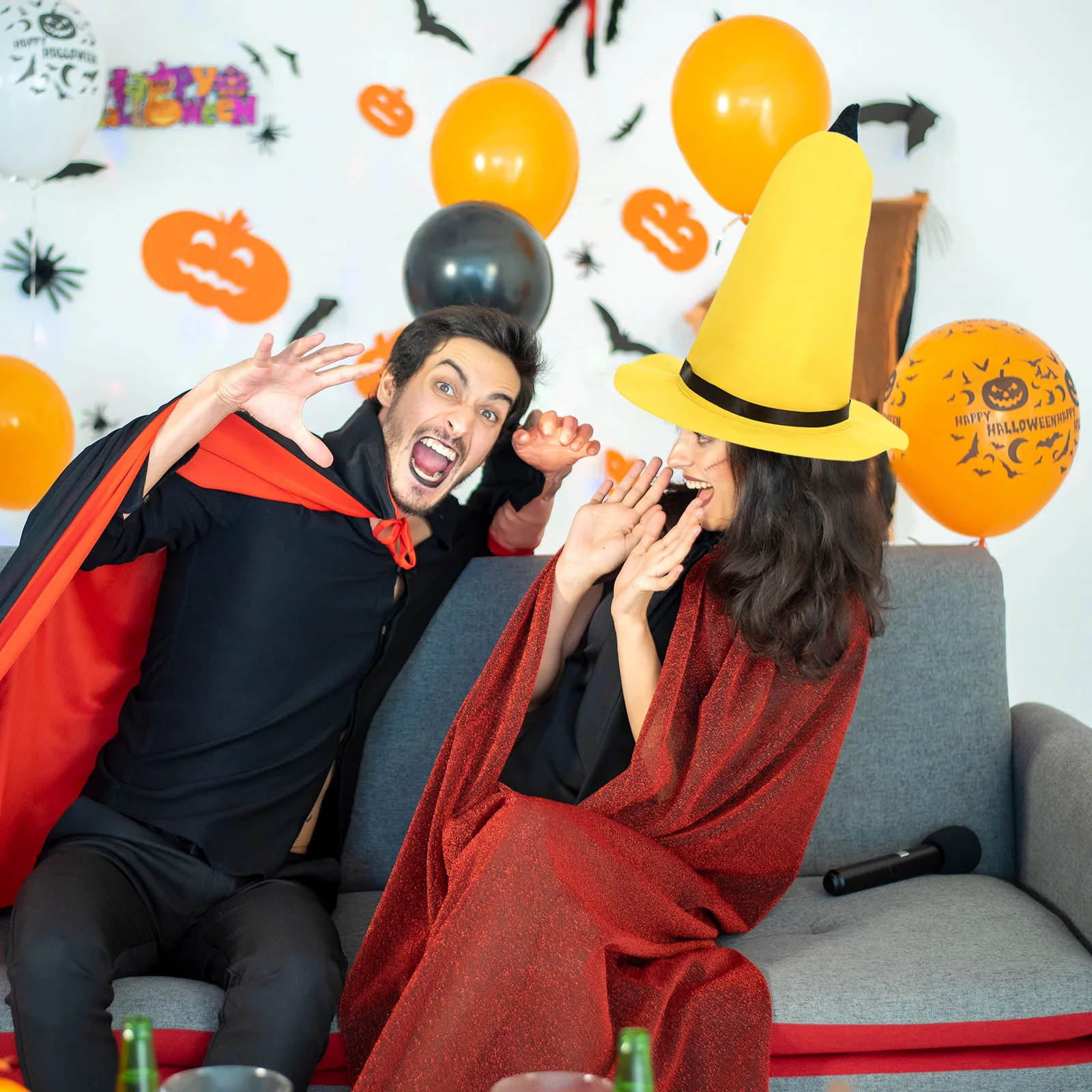 

Yellow Felt Witch Hat Thickened Soft Material Halloween Party Accessory Lightweight Foldable Cosplay Hat Festival