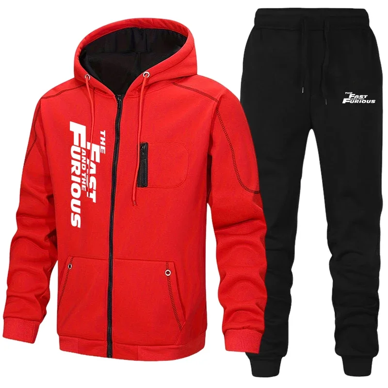 2026 Autumn Winter Popular Men Women Tracksuit Zipper Hooded Jacket+Running Pants 2 Piece Set Unisex Print Casual Coat Clothing view 4