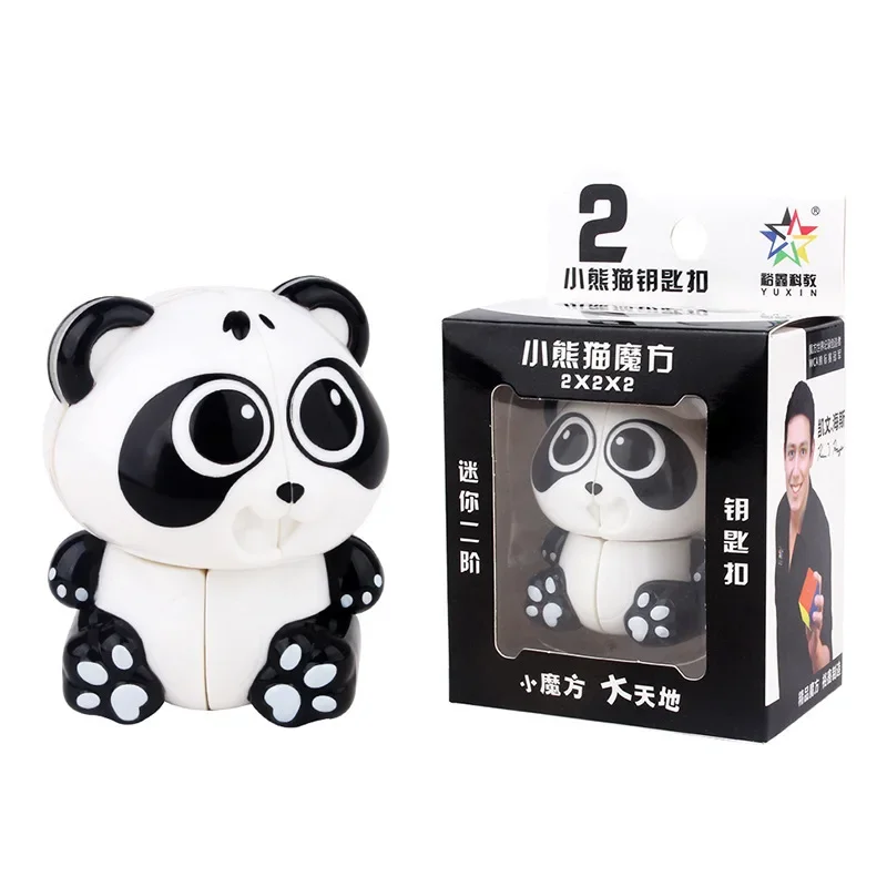 Yuxin cubo mágico Panda Tigre 2x2 mini llavero de juguete Animal cubo de velocidad Panda/Tigre/ratón/pingüino educativo 2x2x2 cubo mágico