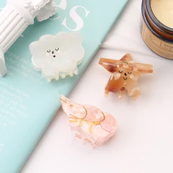 Cartoon Cute Star Acetate Mini Hair Claw Sweet Girls Cloud Shrimp Hairpins Creative Hair Clip Korean Style Fashion Shark Clips