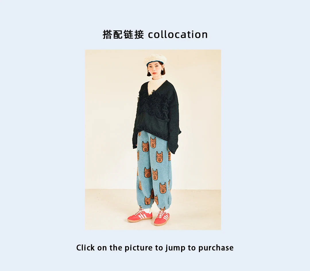 imakokoni Blue Bear Fleece Thick Warm Casual Harem Lantern Pants Women's Pants Casual Female Clothing for Women