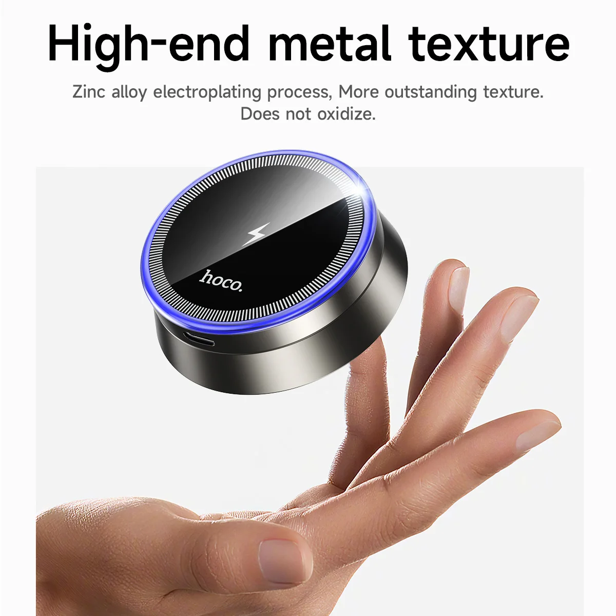 HOCO HW33 Metal Ring Magnetic Wireless Fast Charging Car Holder In-Car Center Console For iPhone 12-17 Pro Max MagSafe Charger