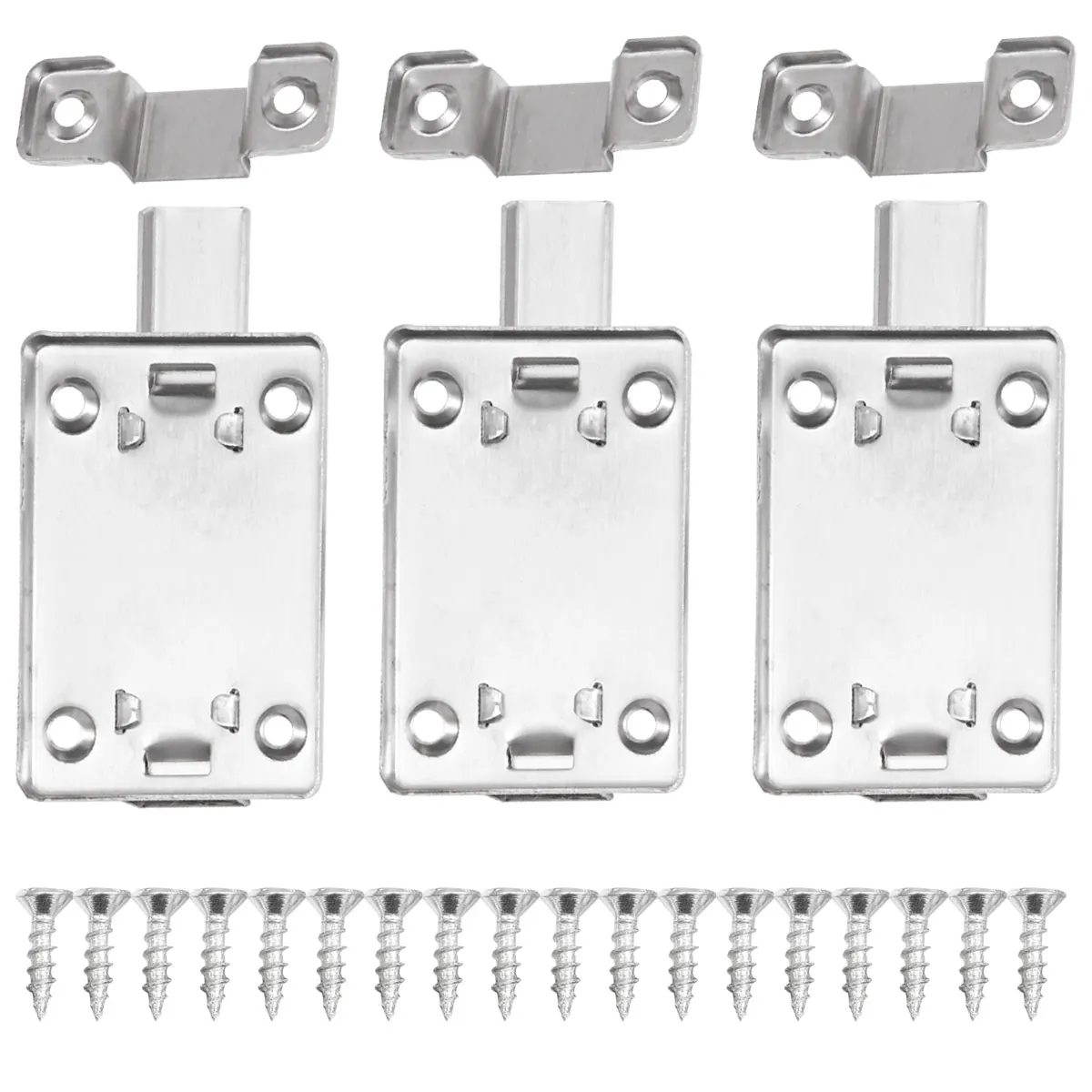 

3 Pcs Bolts Manual Plug Gate Safety Lock Door Slide Stainless Steel Sliding Silver Latch