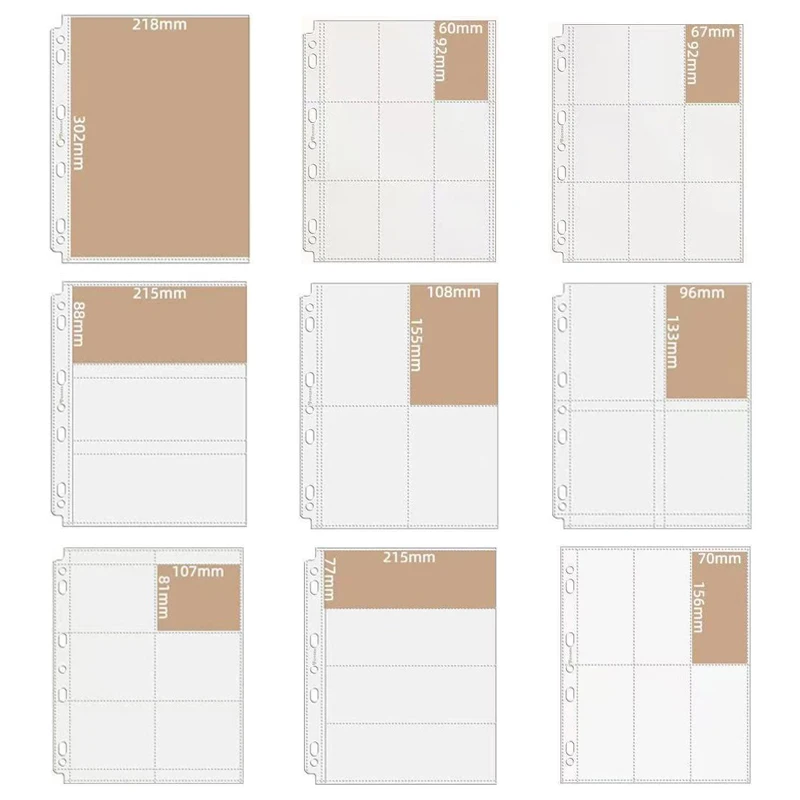 

A4 9-Pocket Card Binder Refill Pages Acid-Free PP Waterproof Card Sleeves Protector for Photo Card Postcard Game Card Collection