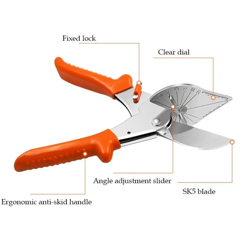 Angle Shear 45 Degree to 120 Degree Miter Cutter Hand Shear, Sk5 Blade, Wire Slot Cutter Trunking, PVC, Plastic, Thin Wood Strip