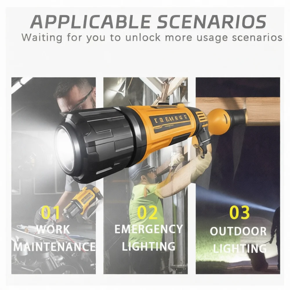 360 Rotating Magnetic COB Work Light Foldable Inspection Torch Rechargeable Emergency Light For Car Maintenance Garage Lighting