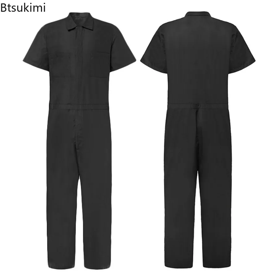 ملابس خروج غير رسمية للرجال لعام 2025 بدلة فضفاضة بسحّاب متعددة الجيوب بأكمام قصيرة ملابس فضفاضة للربيع والصيف ملابس عمل للرجال #6