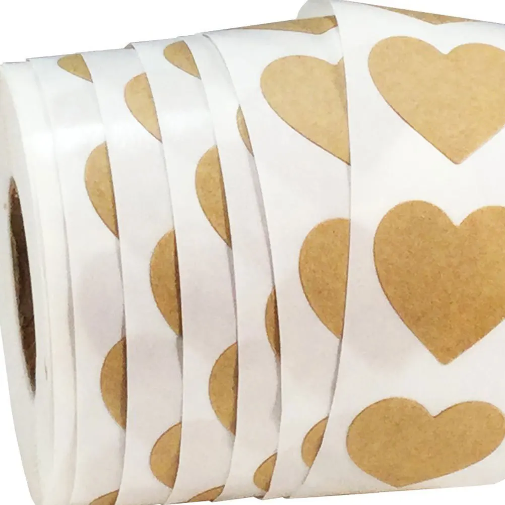1 Roll Heart Shape Sticker Strong Adhesive Self-Adhesive Romantic DIY Label for Valentine's Day Candy Bag Stickers