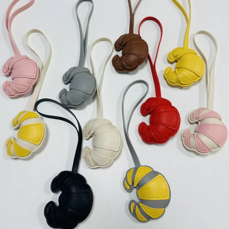 جديد الإبداعية الكرواسون المفاتيح الجلود الخبز شكل حقيبة يد حقيبة ساعي حقيبة تحت الإبط قلادة إكسسوارات الأمتعة سيارة الداخلية