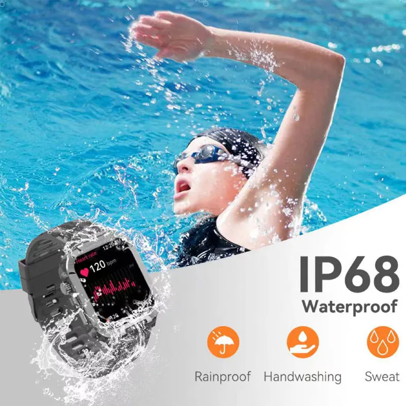Smart Watch voor heren Dames met activiteitstracker Hartslag Bloeddruk SpO2 Slaapmonitor, 1,91" HD-scherm voor Android iOS