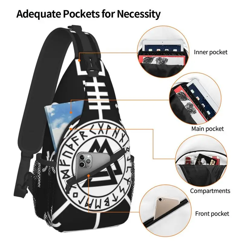 Cool Vegvisir Valknut Symbol Runes Vikings Sling Bag for Traveling Men Viking Compass Chest Crossbody Backpack Shoulder Daypack