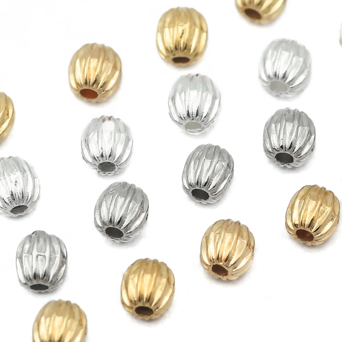 100pcs 4mm Golden color Ellipse Shape Plastic Spaced Loose Beads For Jewelry Making Bracelet Necklace Eardrop DIY Accessories