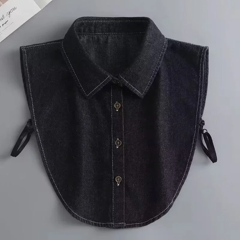 Fashion Denim Fake Collar Blouse Vintage Detachable Shirt Half Shirt False Collar False Collar Shirt Women Clothes Accessories