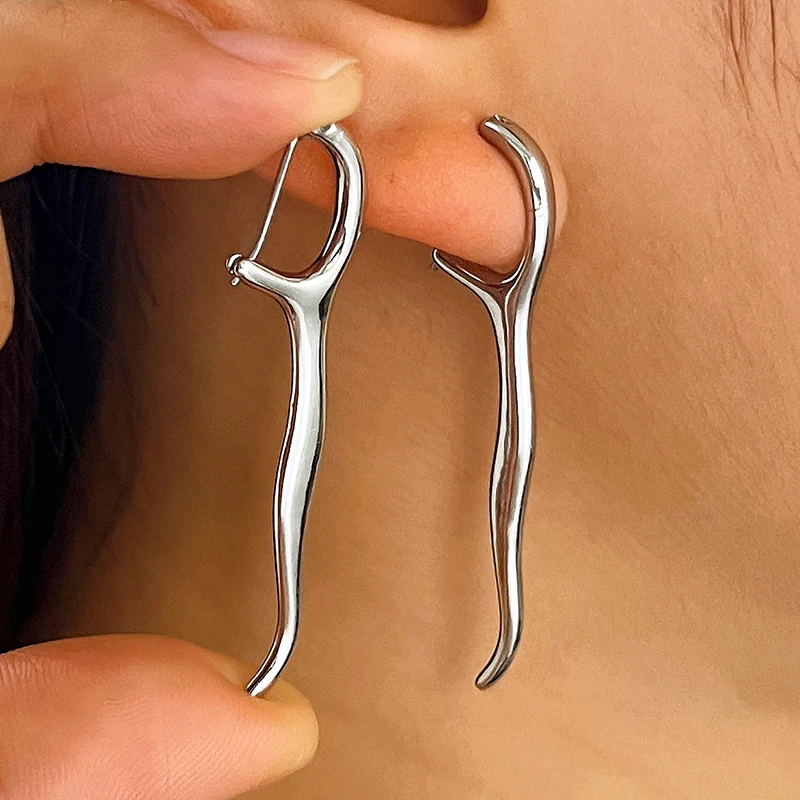 Gold Color Silver Color Irregular Abstract Hoop Earrings Unisex Creative Fashion Loop Earrings Jewelry Accessories For Men Women