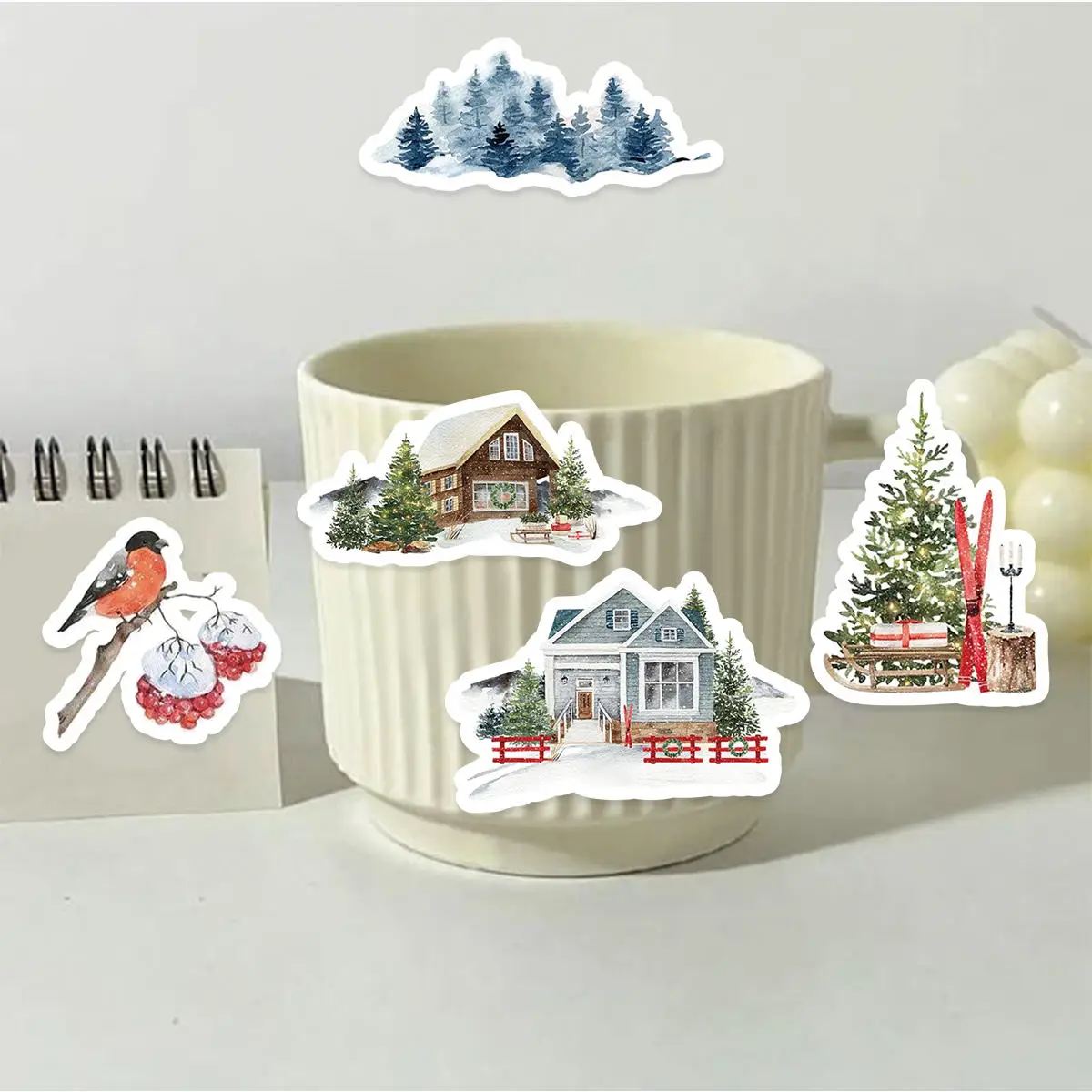 30pcs Northern Snow Township Stickers, Snowflakes and Animated Reindeer,All Kinds of Creative Decorative Stickers DIY Scrapbooks