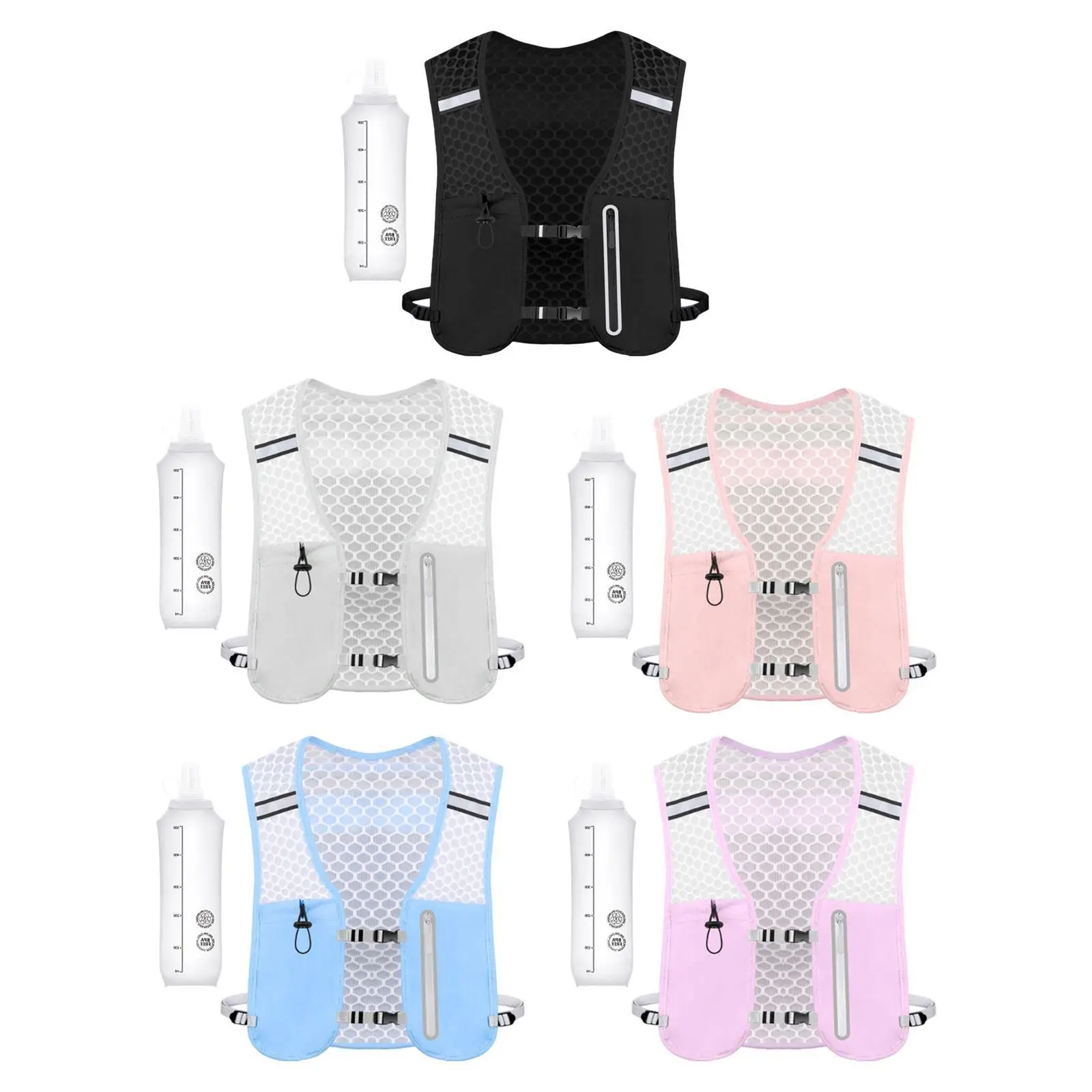 

Running Water Vest Breathable with Soft Water Bottle Phone Holder for Women Men for Adventure Hiking Jogging Trail Marathon Race