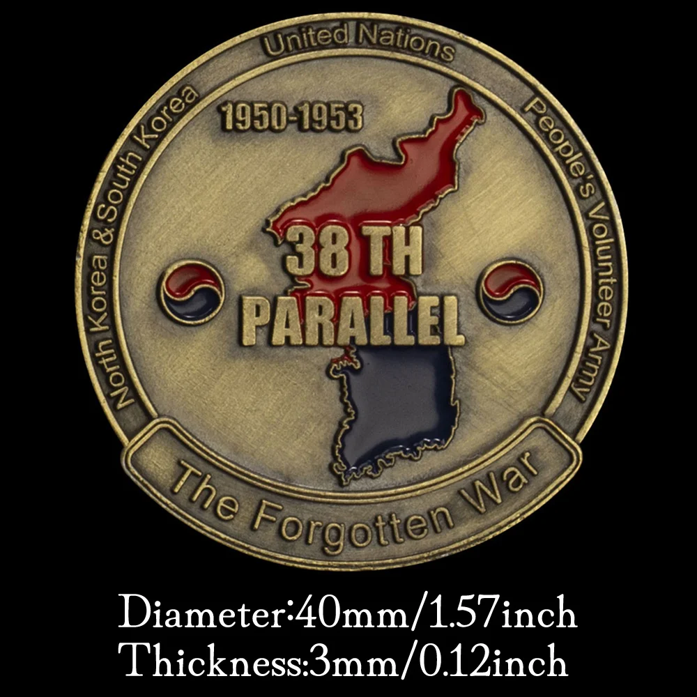 38TH تذكارية موازية الجيش الأمريكي IX فيلق النحاس مطلي عملة ، الحرب الكورية ، 1950-1953 ، الحرب المحرمة عملة تذكارية ، عملة التحدي