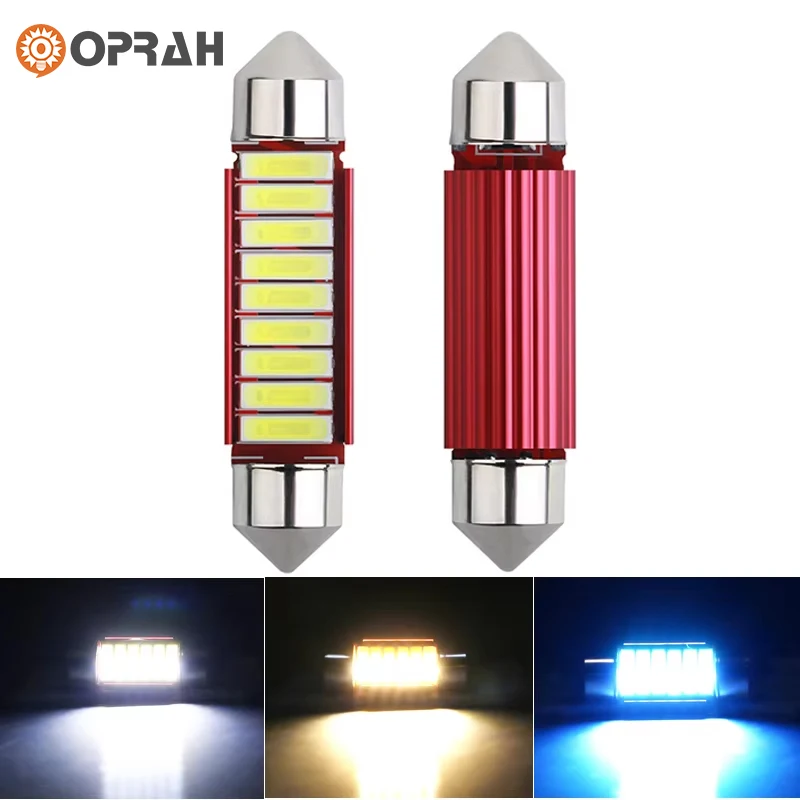 2X Festoon Led C5W 31 36 39 41mm Car Lights Canbus 7020SMD Dome Light 12V 4000K 6000K Warm White Crystal Blue License Plate Lamp