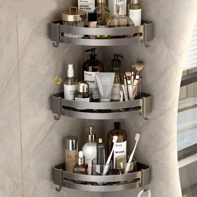 custom. [4244 Repurchases] No-Drill Bathroom Rack, Wall-Mounted Storage Rack Washbasin, Toilet, Restroom, Kitchen S