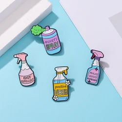Pretty Colorful Spray Theme Pins Letter Malas Vibras Remover  Idiot Repellent Enamel Brooches Cheap Jewelry Decoration Wholesale