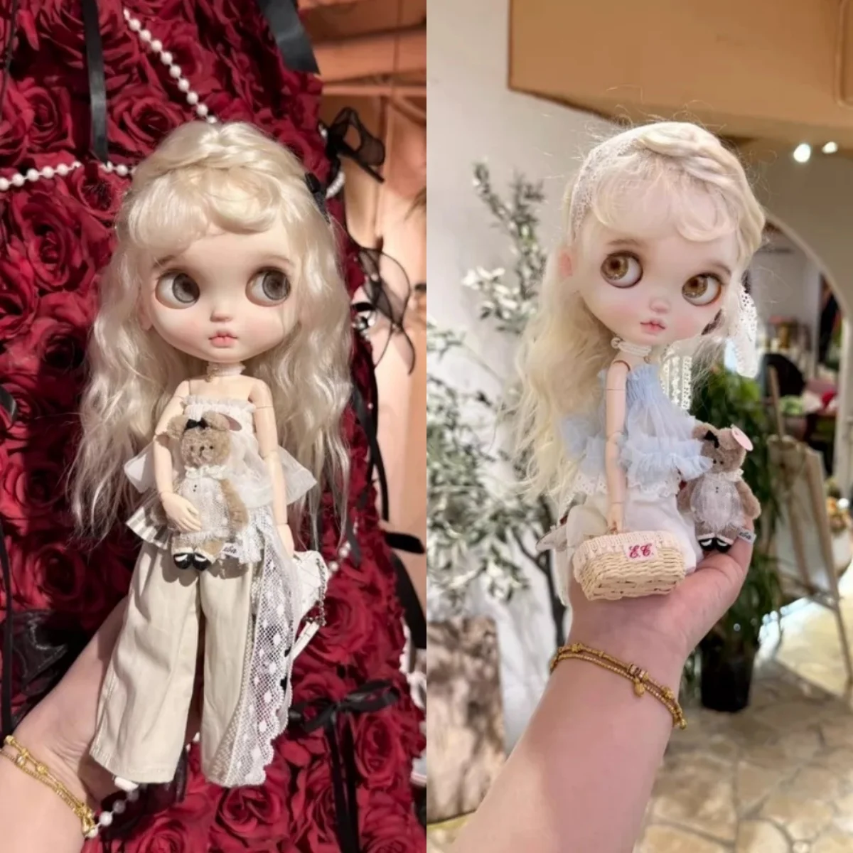 

【No Figure】Female Doll's Clothing Accessories Mesh Top Lace-trimmed Pants Fit Girl Action Figure Doll Toys For OB24 Blyth Azone