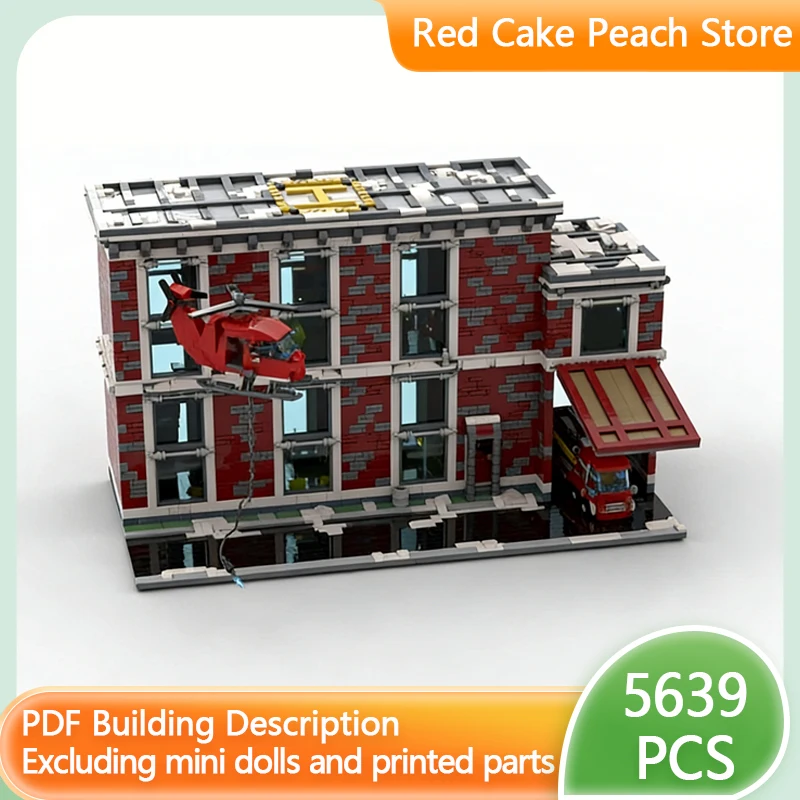 

Модель City Street View MOC, строительные кирпичи, городская пожарная станция, модульная технология, подарки, праздник, сборка, детские игрушки, костюм