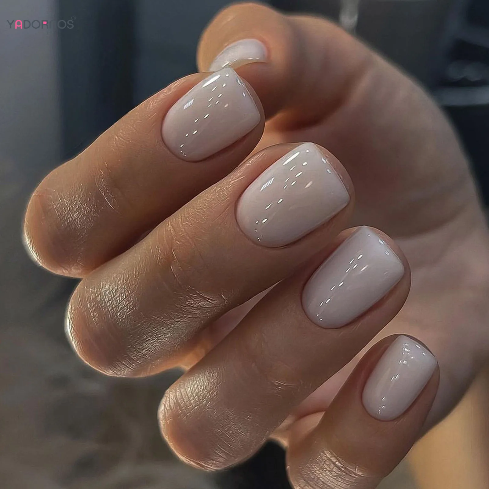 

Solid White Color Fake Nails Short Square Head Press on Nails Simple Charm Manicure Wearable Full Cover False Nails Tips 24Pcs