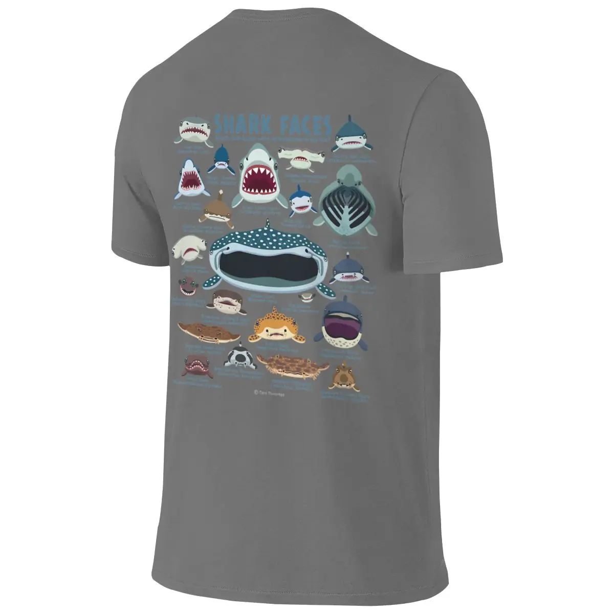 Shark Faces Ultra-Minimalist Reversible T-shirt Versatile Simplicity Clean Surface Men's T-shirts