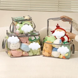 Transparent Zipper Storage Bag Stackable Storage Handle Bags Foldable Book Box Dust Proof Book Organizer Collapsible Clear Pouch