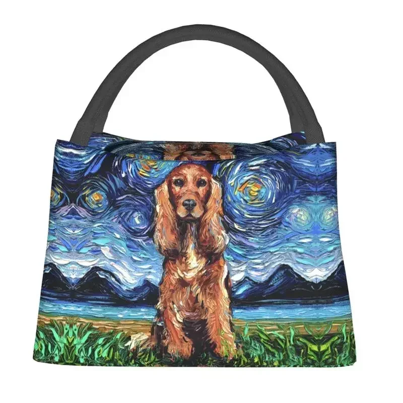 Custom Red Cocker Spaniel Starry Night Lunch Bag Men Women Thermal Cooler Insulated Lunch Box for Office Travel