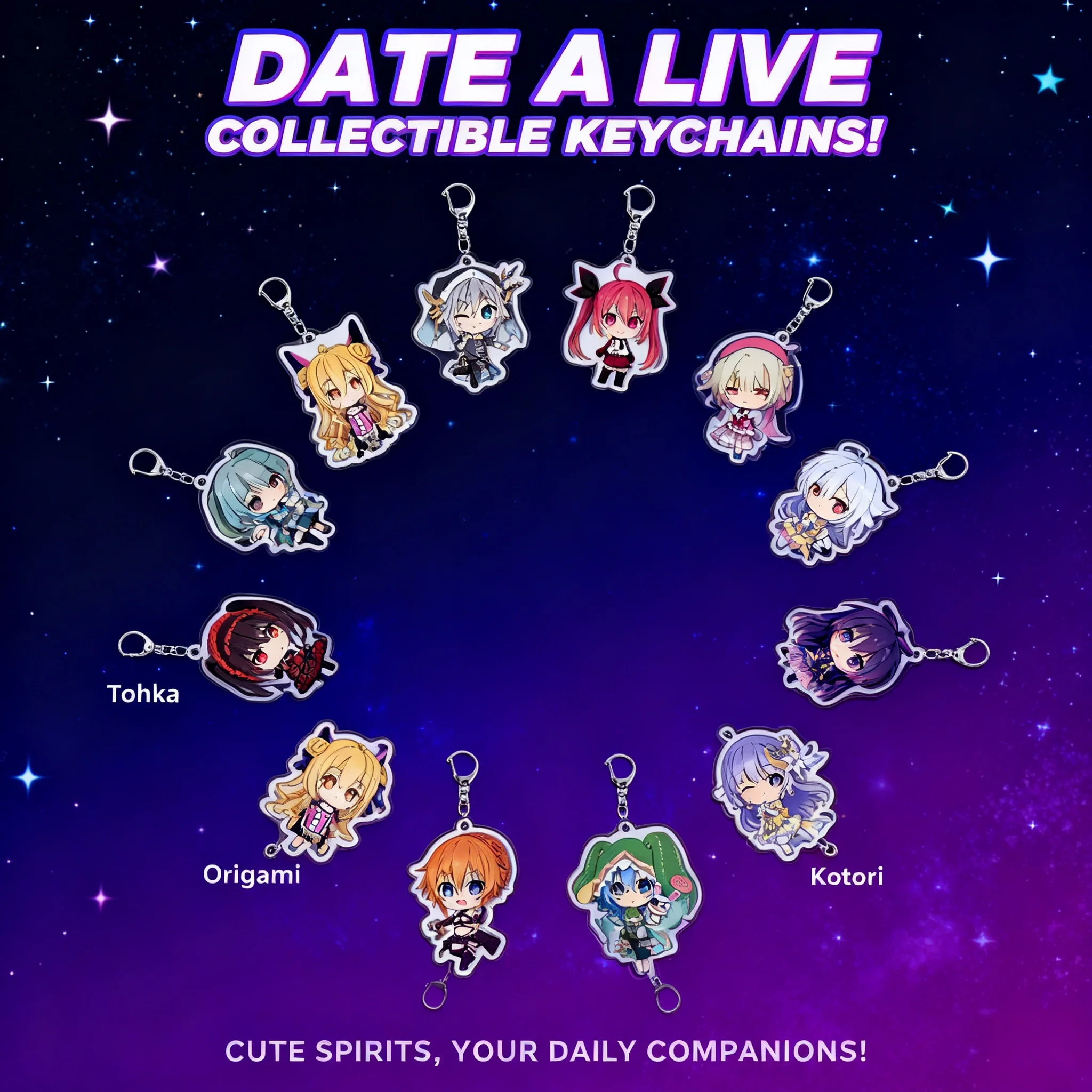 

Anime Cartoon Pattern Keychain Date A Live Acrylic Keychain Shido Itsuka Yatogami Tohka Pendant Accessory