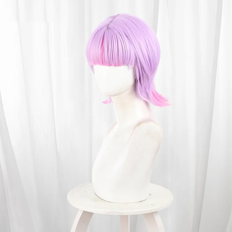 أنيمي البولي يوريثين شعر مستعار تأثيري الوردي الشعر القصير لحفلة Comicon الكبار النساء الرجال