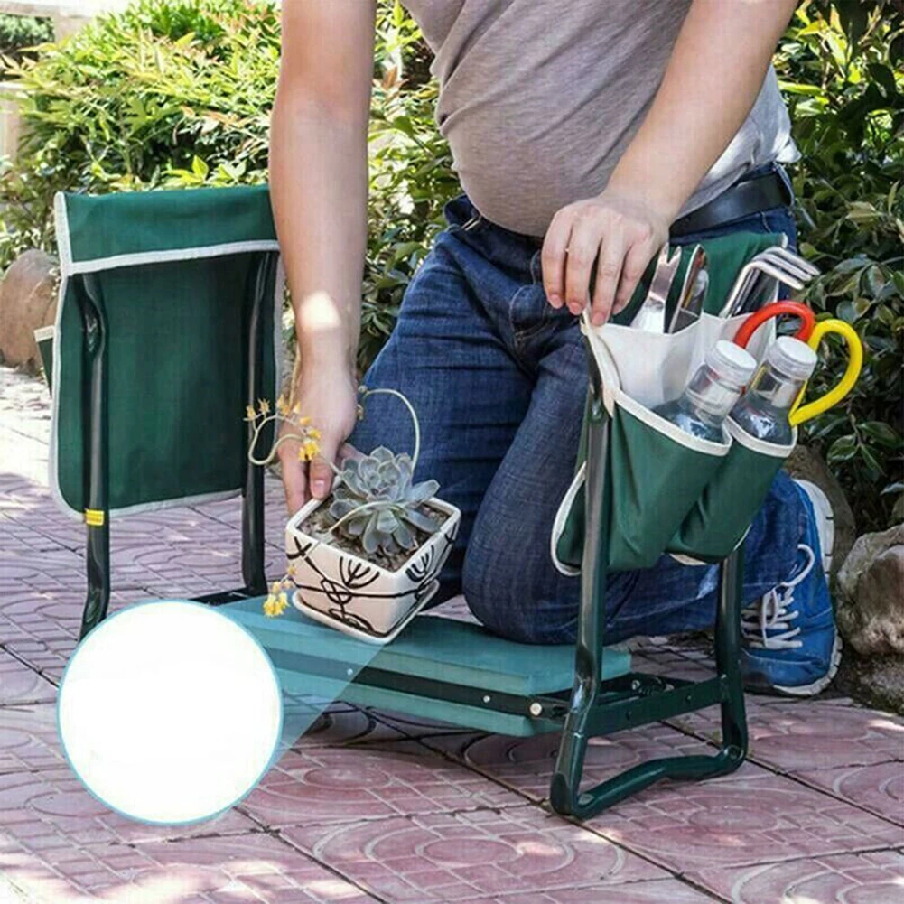 Outdoor Garden Kneeling Stool Sitting And Kneeling Chair Tool Oxford Fabric Folding Garden Kneeler Chair Stool Tool Pouch