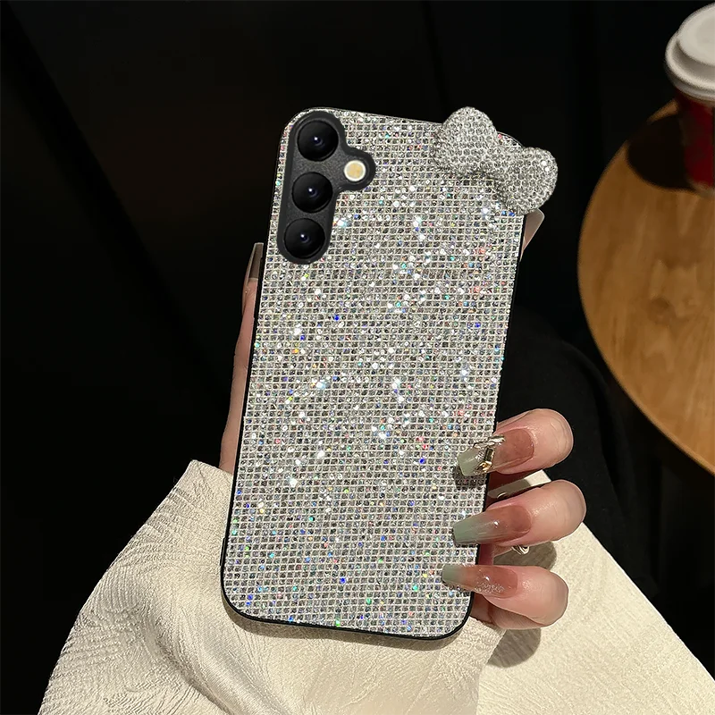 Luxuriöse Glänzende 3D-Kunstdiamant-Schleifenknoten-Handyhülle für Samsung Galaxy S26 Ultra S25 S24 S23 S22 Plus FE S25Edge Liebliche Weiche Schutzhülle – Detail 4