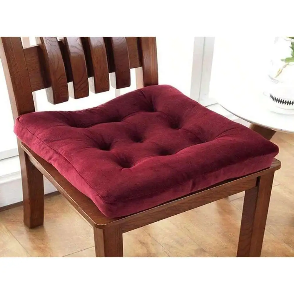 

16x16 Inch Velvet Chair Pad Super Soft Plush Washable Decorative Square Seat Cushion For Kitchen Dining