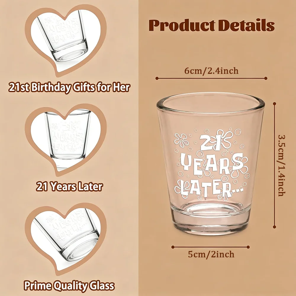 Thirty Years Later Shot Glass Funny 21st 30th Birthday Gift for Men Women 30 Years Birthday Party Decor Gift for Him Her Friend view 2