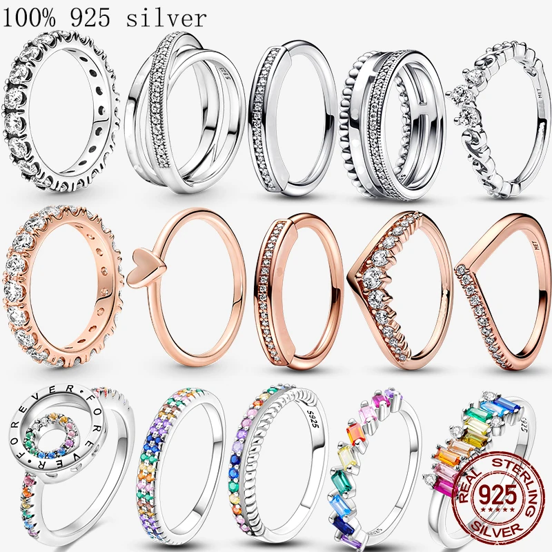 Hot Sale 925 Silver Stackable infinite Heart Daisy Flower Ring For Women Original Silver 925 кольца женское Brand Jewelry Gift