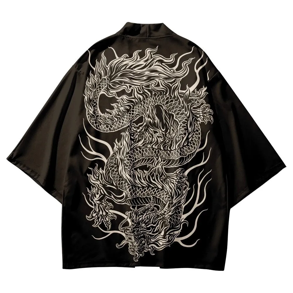 Samurai Crane Japanese Style Kimono Haori Men Women Cardigan Chinese Dragon Traditional Japanese Clothing Asian Clothes