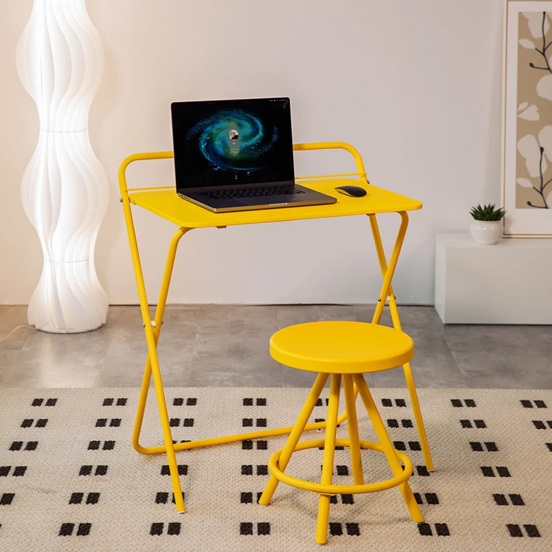 Minimalist Yellow Foldable Bar Table High Stool Set Kids Desk Ottoman for Bedroom Kitchen Study Area - Dopamine Style Furniture