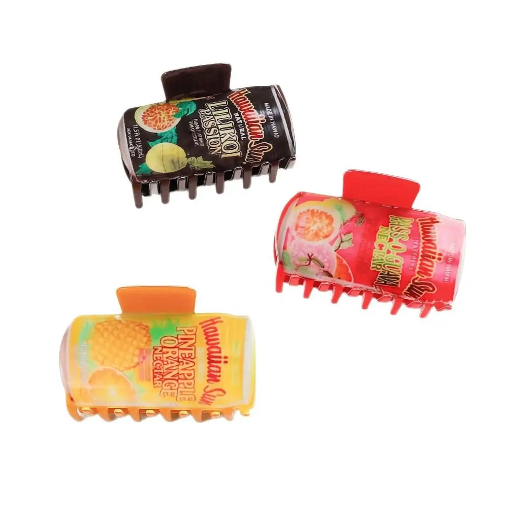 Hairpin Hawaiian Juice Jar Hair Claw Large Size Colorful Beverage Can Hair Clip Geometry Korean Style Square Grasp Streetwear