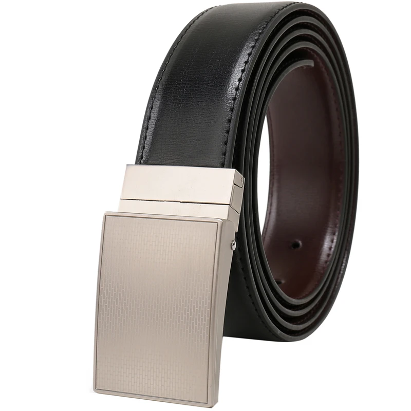 Men's Portfolio Patterned Plaque Leather Reversible Belt (Sizes 85cm-160cm)