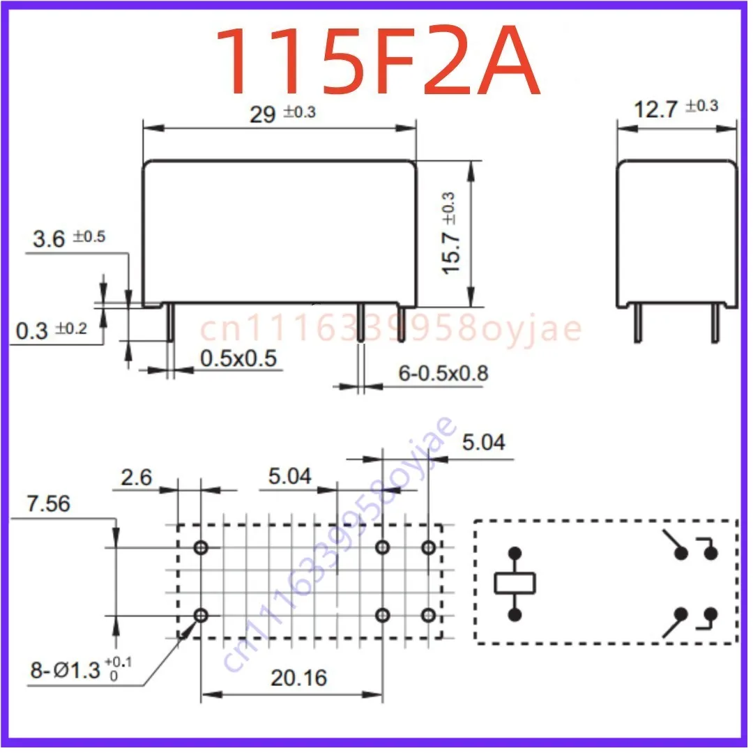 10PCS Premium for 6Pin 8A Dual Normally Open Relay BRT2‑SS‑212DM 115F2A Coil 12V