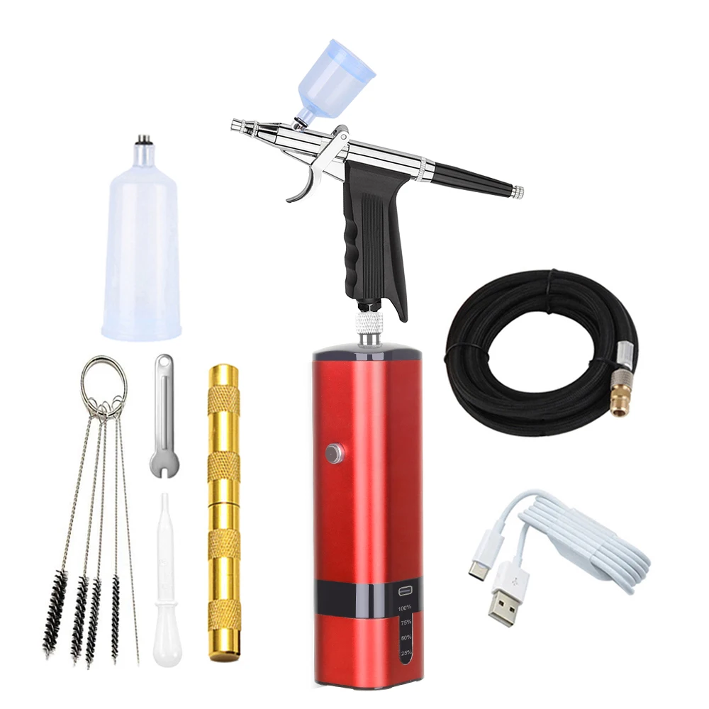 

Personal Mini Cordless Airbrush With Compressor Set High Pressure Super Works Mineral Car Art Design Nail Graffiti Graphic Kit