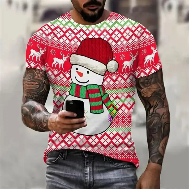 メンズ3DプリントTシャツ,「LaantaClaus o Color,クリスマスTシャツ,半袖トップス,カジュアル原宿ファッション,ラージサイズ