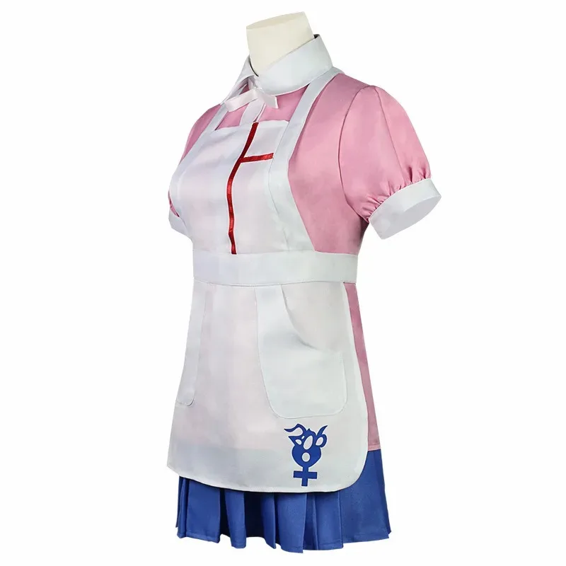 Traje de Cosplay de Anime Danganronpa Mikan Tsumiki con peluca Anime Halloween desesperación uniforme de enfermera definitivo disfraz de sirvienta para mujer